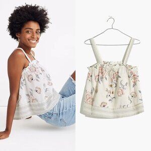 Madewell Floral Print Tank Top - White and Pink